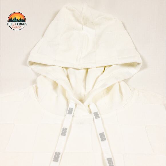 UGG Women’s Kassey Hooded Dress White Check Cotton Blend Cover Up XS - Picture 3 of 12